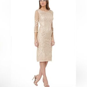 JS Collection Soutache Embroidered Midi Dress Rose Gold Size 10